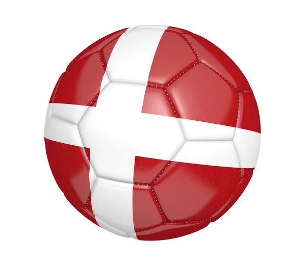 Soccer ball, or football, with the country flag of Denmark — Stock Photo, Image