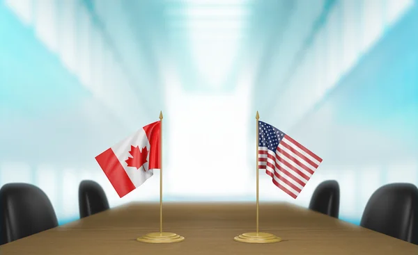Канаді та Сполучених Штатах зв'язків та торгівлі справу переговори — стокове фото