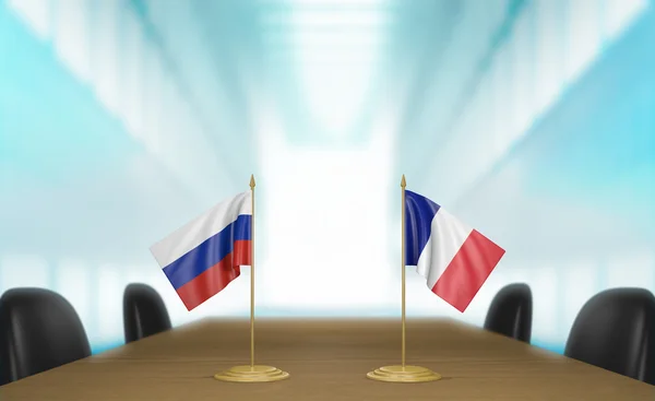 Rusia dan Perancis hubungan dan perdagangan pembicaraan kesepakatan 3D rendering — Stok Foto