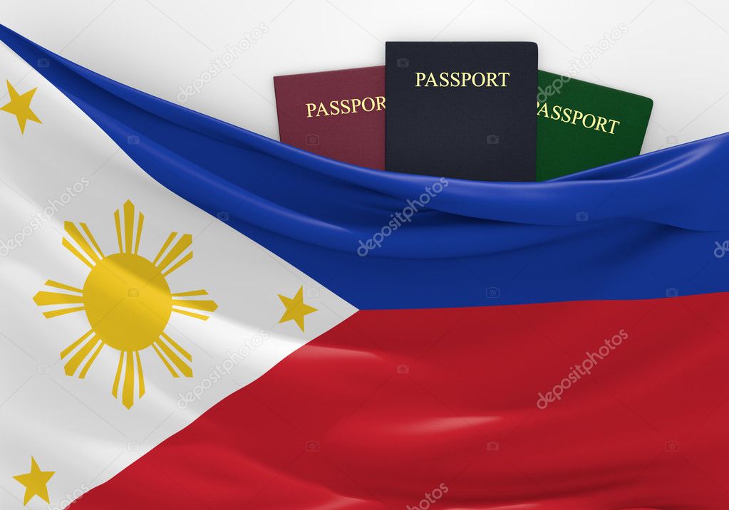 Travel and tourism in Philippines, with assorted passports