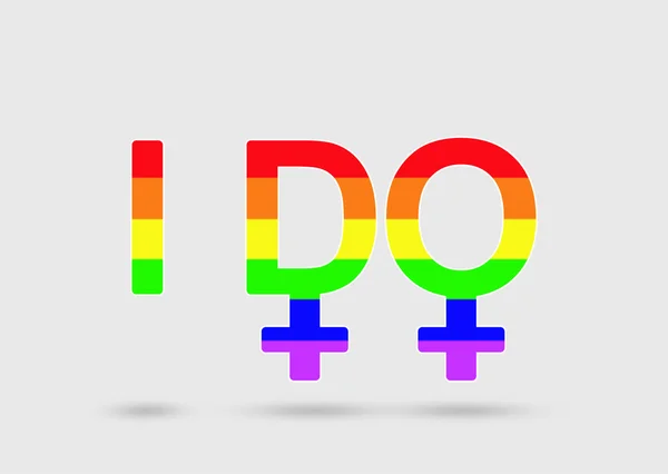 Same sex marriage proposal concept with two female gender signs — Stock Photo, Image