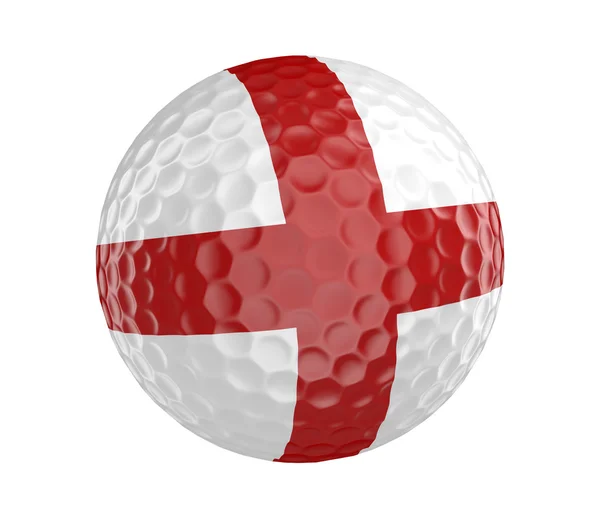 Bola de golfe 3D renderizar com bandeira da Inglaterra, isolado em branco — Fotografia de Stock