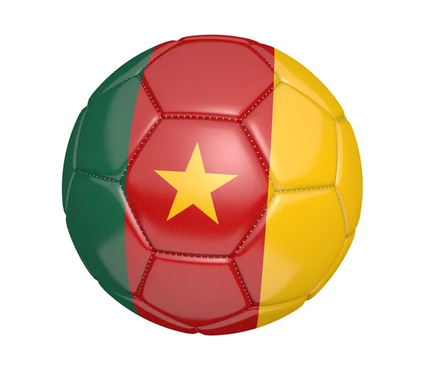 Ballon de football, ou football, avec le drapeau du pays du Cameroun — Photo