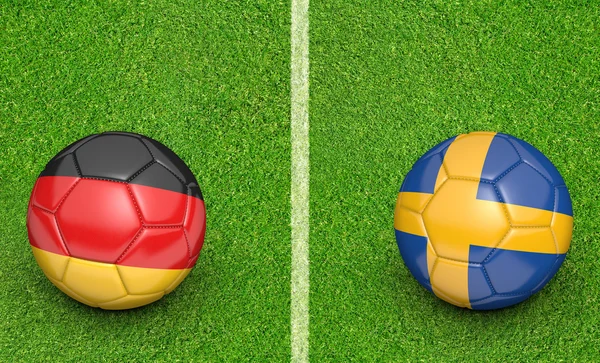 Команди Німеччини проти Швеції футбольний матч турніру — стокове фото
