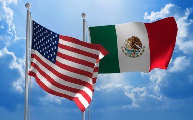 United States and Mexico flags flying together for diplomatic talks