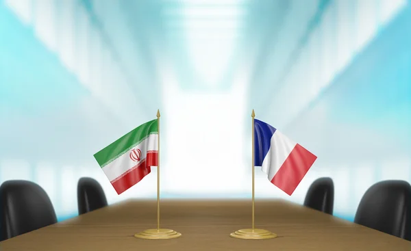 Иран и Франция обсуждают отношения и ядерное соглашение 3D рендеринг — стоковое фото