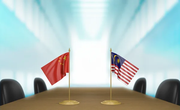 China and Malaysia relations and trade deal talks 3D rendering — Stock Photo, Image