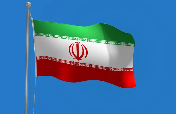青い空に舞うイラン国旗は 3 d のレンダリング — ストック写真