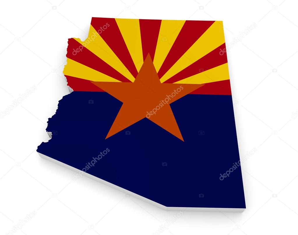 Geographic border map and flag of Arizona, The Grand Canyon State