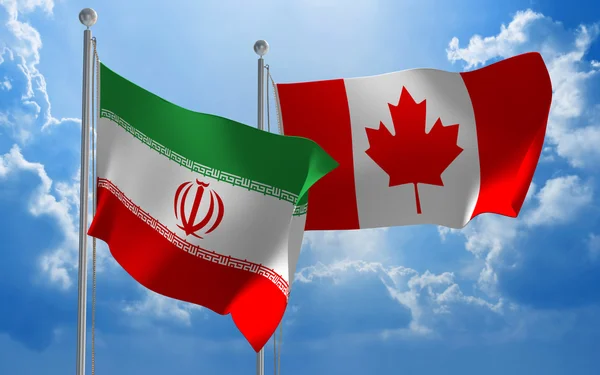 イランとカナダの旗が一緒に外交交渉の — ストック写真