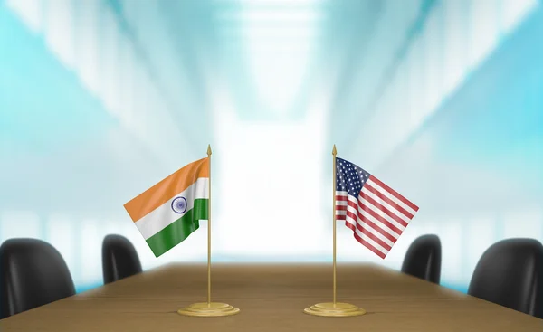 Inde et États-Unis relations et accords commerciaux négociations rendu 3D — Photo