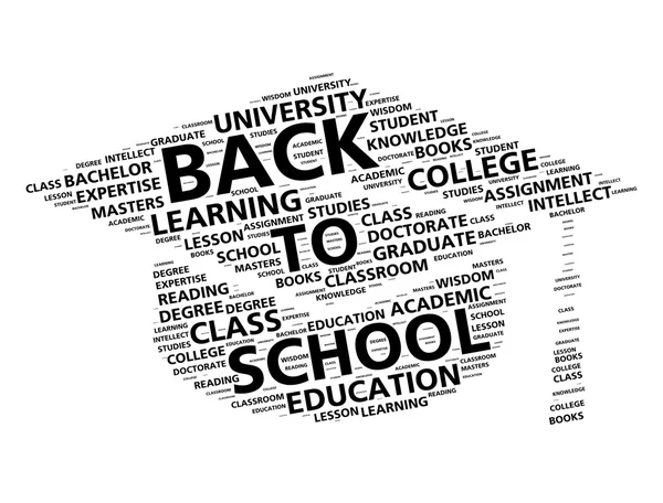 Graduation cap word cloud for going back to school — Stock Photo, Image