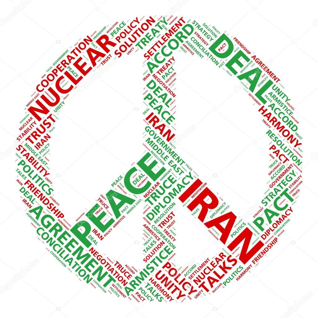 Peace symbol word cloud for Iran nuclear deal