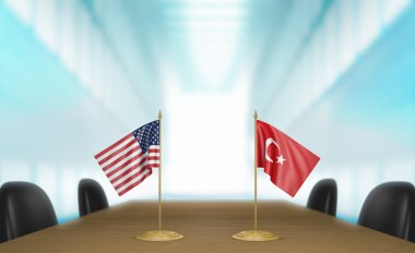 Amerika Birleşik Devletleri ve Türkiye ilişkileri ve ticaret görüşmeleri 3d render başa çıkmak