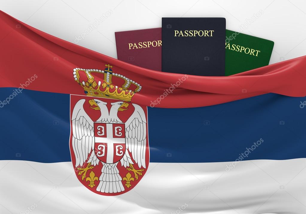 Travel and tourism in Serbia, with assorted passports