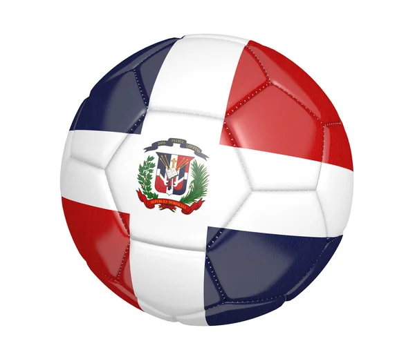 Football, also called a soccer ball, with the national flag colors of the Dominican Republic — Stock Photo, Image