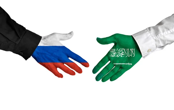 La Russie et l'Arabie saoudite se serrent la main sur un accord — Photo