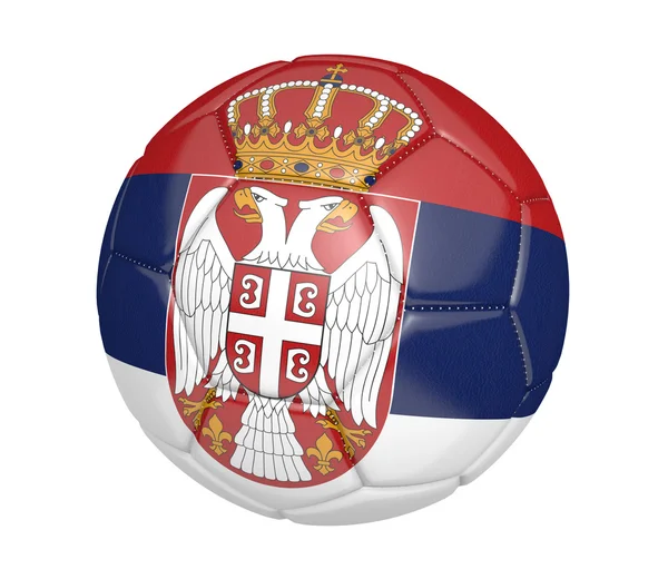 Piłce nożnej, zwany także piłki nożnej, kolory flagi narodowej z Serbii — Zdjęcie stockowe