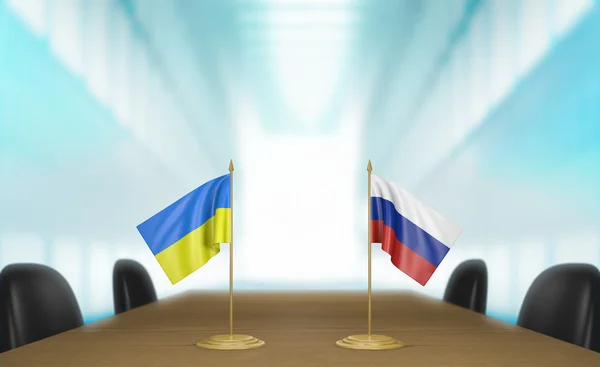 Ukraine and Russia relations and trade deal talks 3D rendering — Stock Photo, Image