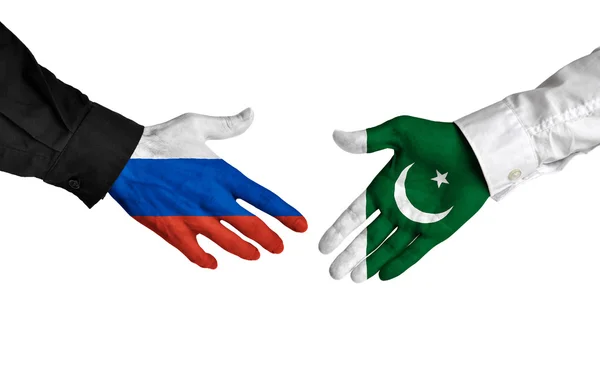 Líderes de Rusia y Pakistán dan la mano a un acuerdo — Foto de Stock