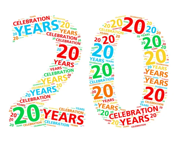 Colorful word cloud for celebrating a 20 year birthday or anniversary — Stock Photo, Image