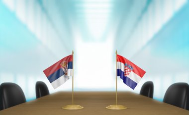 Sırbistan ve Hırvatistan ilişkiler ve ticaret görüşmeleri 3d render anlaşma