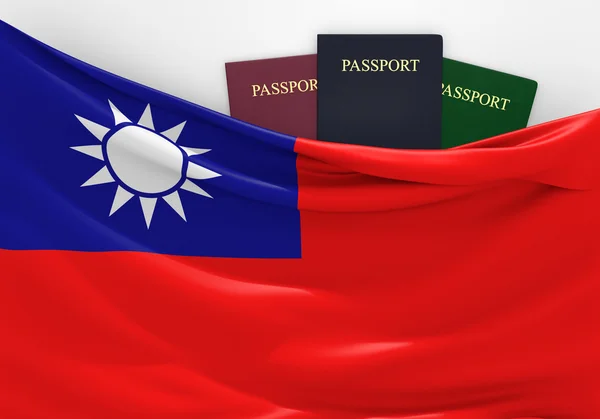 Путешествия и туризм на Тайване, с различными паспортами — стоковое фото