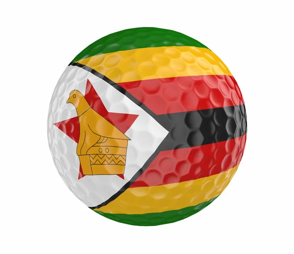 짐바브웨, 흰색 절연의 국기와 함께 골프 공 3d 렌더링 — 스톡 사진