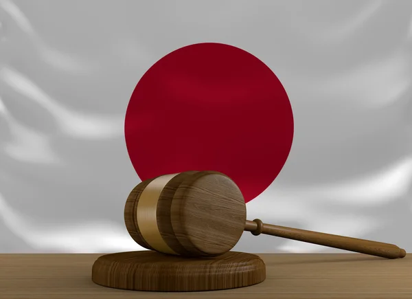 日本的法律和司法系统与国旗 — 图库照片