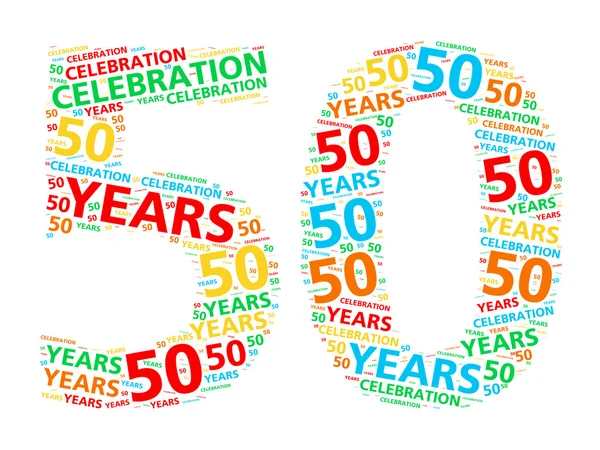 Bunte Wortwolke zum Feiern eines 50. Geburtstages oder Jubiläums — Stockfoto