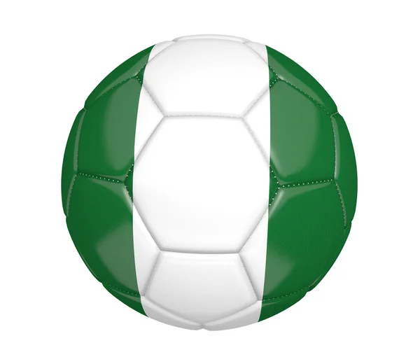 Football, également connu comme un ballon de football, avec les couleurs du drapeau national du Nigeria — Photo