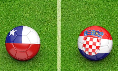 Şili vs Hırvatistan futbol turnuvası için takım topu maç