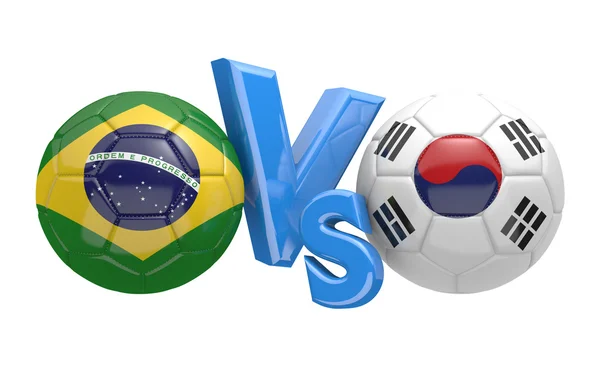 Piłka nożna w porównaniu do meczu między krajowymi drużyn Brazylii i Korea Południowa — Zdjęcie stockowe