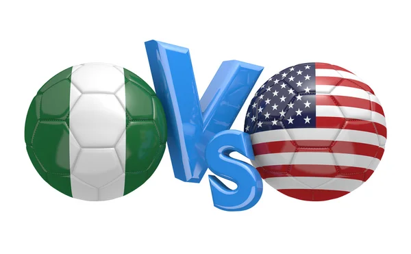 Piłka nożna w porównaniu do meczu pomiędzy reprezentacjami Nigerii i Stanach Zjednoczonych — Zdjęcie stockowe