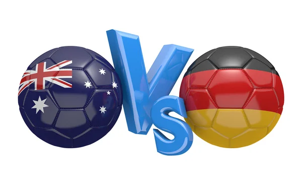 Piłka nożna w porównaniu do meczu pomiędzy reprezentacjami Wielka Brytania i Niemcy — Zdjęcie stockowe