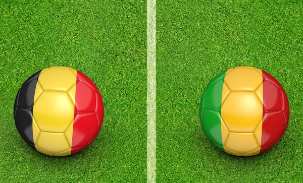 Team bollar för Belgien vs Mali fotbollsturnering matcha — Stockfoto