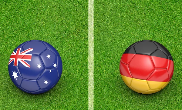 Mannschaftsbälle für das Fußballspiel Australien gegen Deutschland — Stockfoto