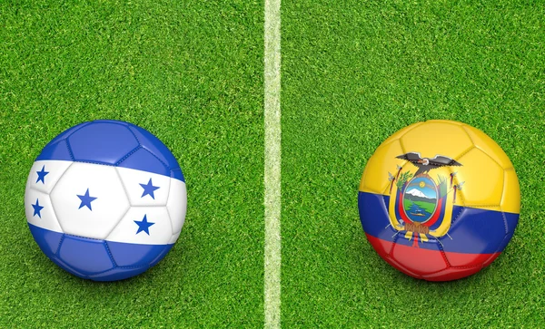 ホンジュラス vs エクアドル サッカー トーナメントのチーム ボール マッチします。 — ストック写真