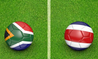Güney Afrika rakip Kosta Rika futbol turnuvası için takım topu maç