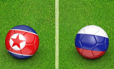 Kore Demokratik Halk Cumhuriyeti vs Rusya futbol turnuvası için takım topu maç