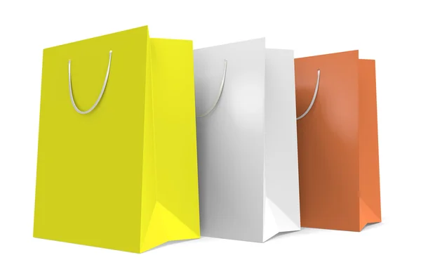 Tři papírové tašky s podzimní tematikou barevný — Stock fotografie