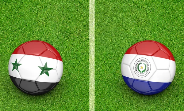 Balones de equipo para Siria vs Paraguay torneo de fútbol partido —  Fotos de Stock