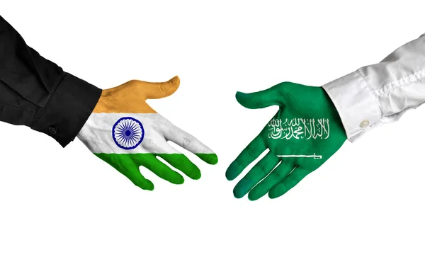 Indie i Arabia Saudyjska przywódcy drżenie rąk na ofertę umowy — Zdjęcie stockowe