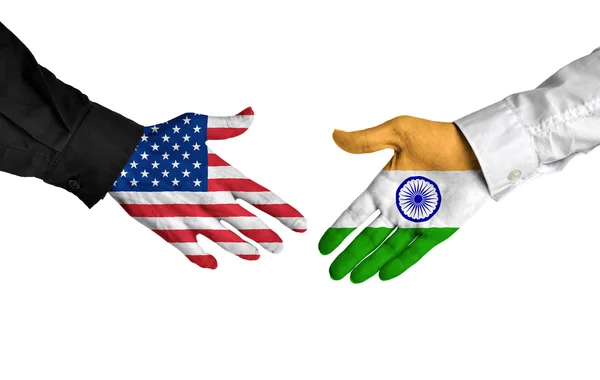 I leader di Stati Uniti e India stringono la mano su un accordo — Foto Stock