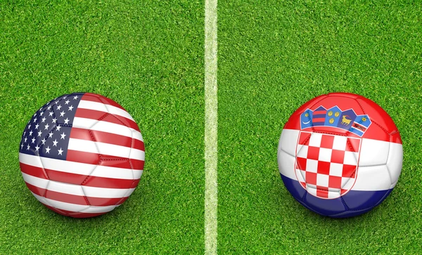 アメリカ合衆国対クロアチア サッカー トーナメントのチーム ボール マッチします。 — ストック写真