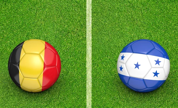 Bolas de equipe para Bélgica vs Honduras jogo de torneio de futebol — Fotografia de Stock