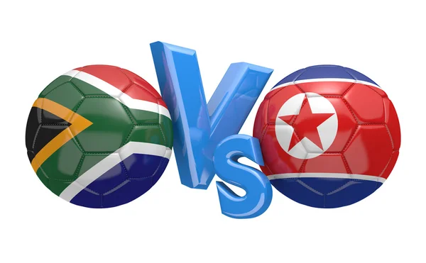 Fútbol versus partido entre las selecciones nacionales Sudáfrica y Corea del Norte —  Fotos de Stock