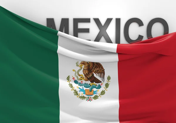 Bandera de México y nombre del país en texto 3D — Foto de Stock