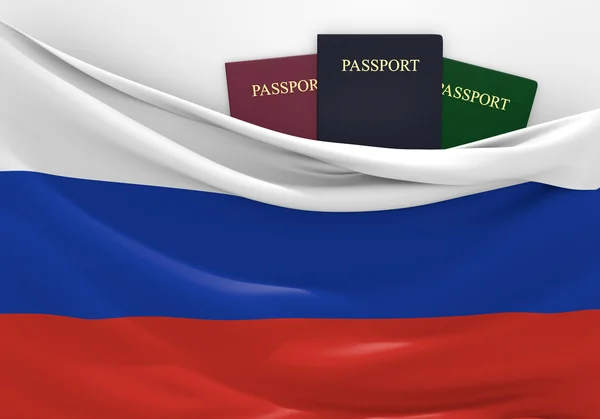 Perjalanan dan pariwisata di Rusia, dengan berbagai macam paspor — Stok Foto