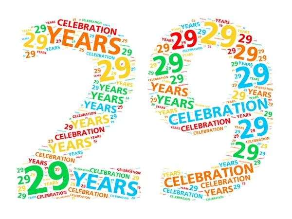 Colorful word cloud for celebrating a 29 year birthday or anniversary — Stock Photo, Image